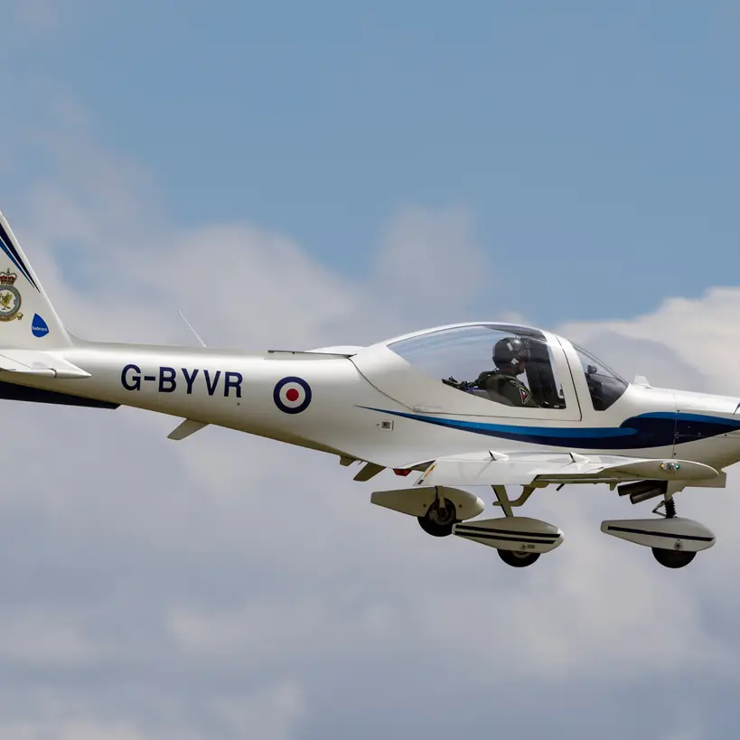 A training aircraft on the ground