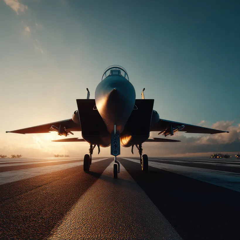 An aircraft on a runway at dusk